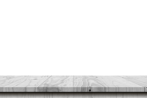 Empty wood table on white background