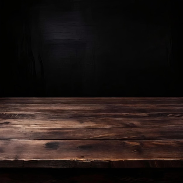 Empty wood table with dark background