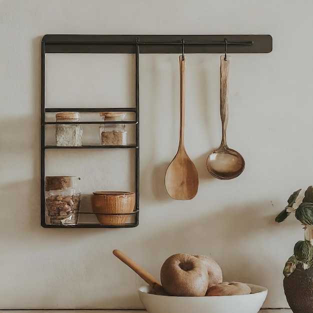 Photo empty wooden board in kitchen