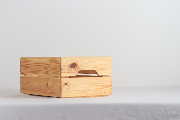 Empty wooden box on a table