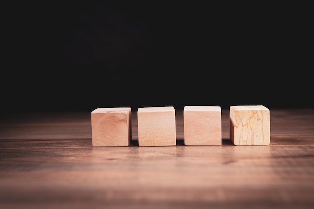 Empty wooden cubes on the table