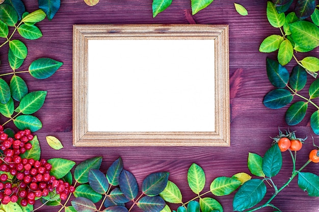 Empty wooden frame with eblym surface for an inscription