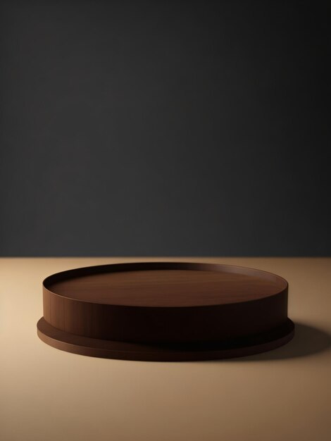 Photo empty wooden podium chocolate color podium with black background