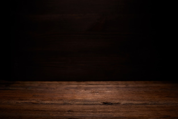 Empty wooden table for product display montages.