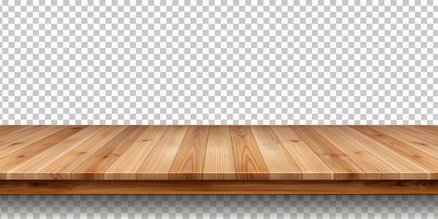 Empty Wooden Table Top on Transparent Background