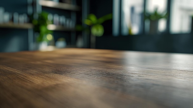 Photo empty wooden table with dark background for product presentation