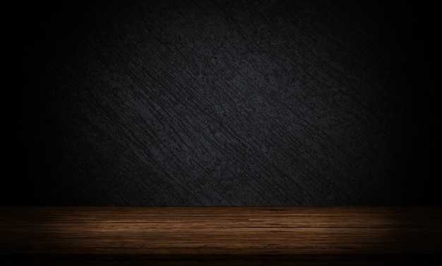 empty wooden table with dark product backdrop display