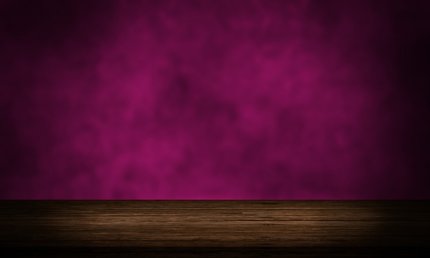 empty wooden table with magenta grunge wall product backdrop display