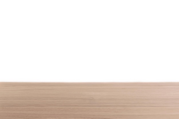 Empty wooden table with white wall background