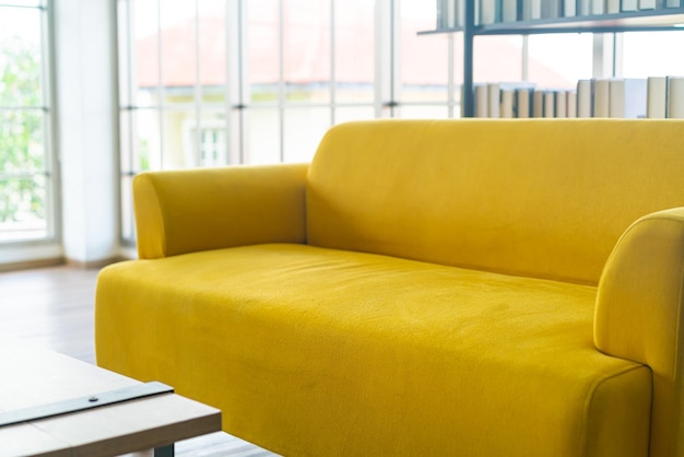 Empty yellow sofa decoration in a room