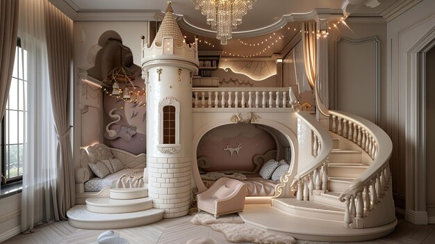 Photo enchanted castle bedroom for a little princess