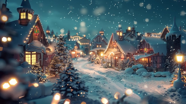 Enchanted Christmas Village with Lights