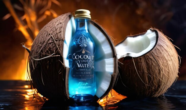 Photo enchanted coconut water ultra detailed hyperrealism epic baroque opulent