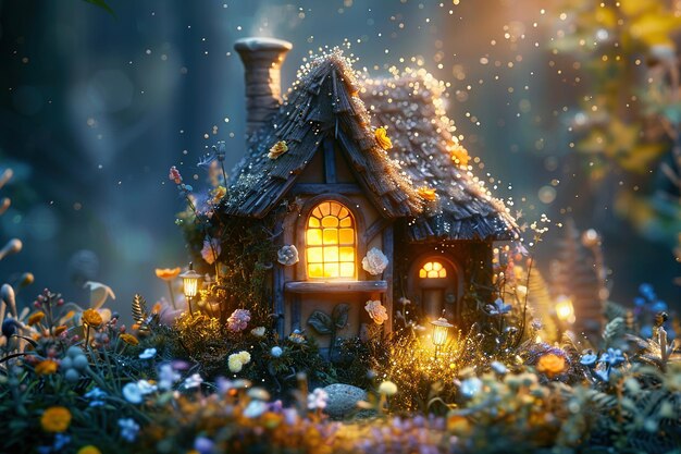 Photo enchanted cottage in the woods