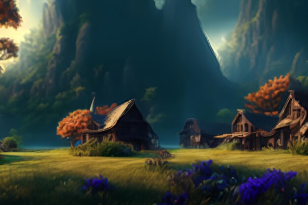 Photo enchanted countryside highquality 3d fantasy render of a rustic rural haven