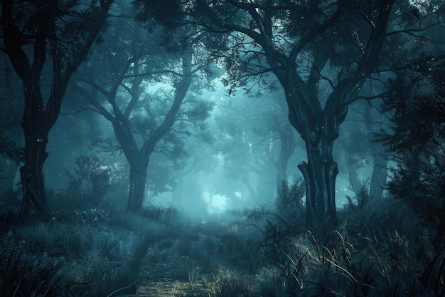 Enchanted Dark Forest Mysterious and eerie forest scenery