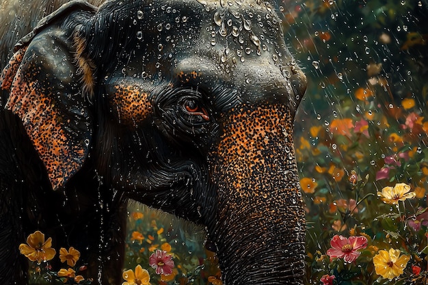 Photo enchanted elephant a mystical journey through natures embrace generative ai