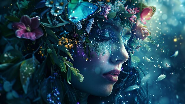 Enchanted Fantasy Fashion with Flower Crown Mystical Mode