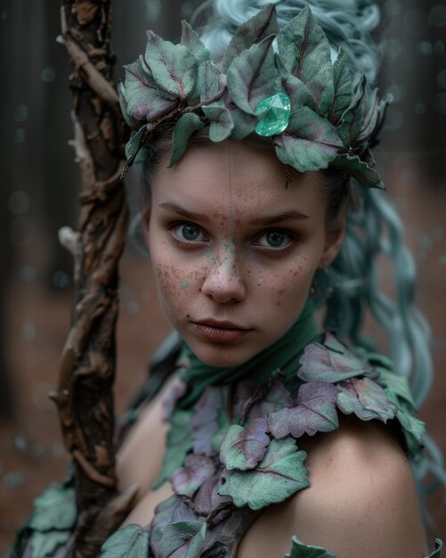 Photo enchanted forest fairy portrait