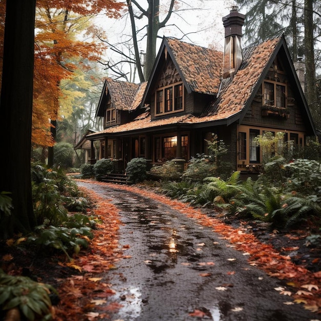 Enchanted Forest Retreat Autumn Landscape Photo