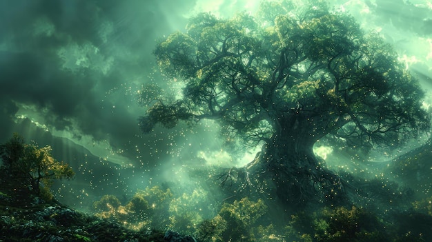 Enchanted Forest with a Giant Tree