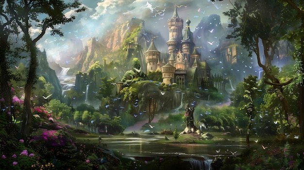 Enchanted Forest with a Majestic Castle