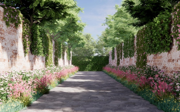 Enchanted garden scene background