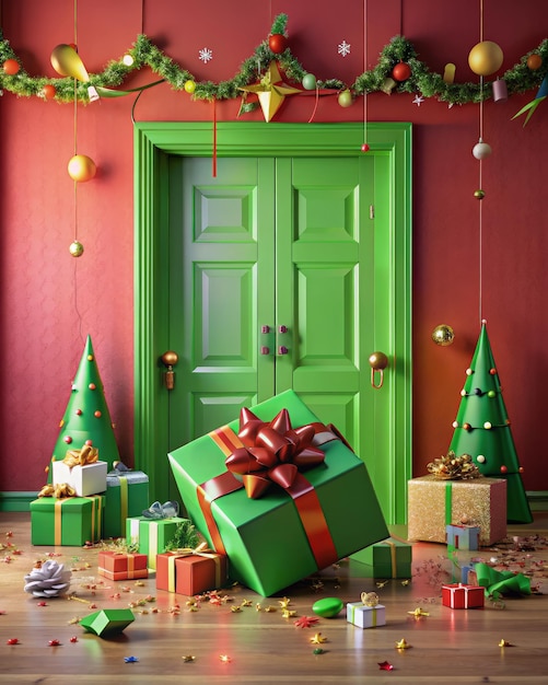 Enchanted Green Door A Christmas Extravaganza Generative AI