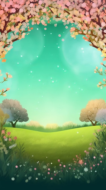 Enchanted Landscape Fantasy Garden Background with Copy Space