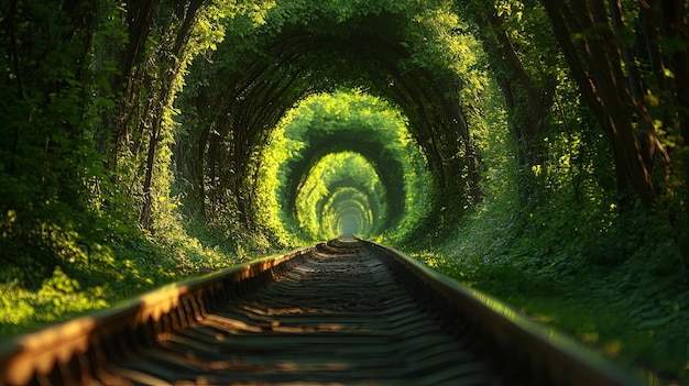 Photo enchanted love tunnel natures embrace concept