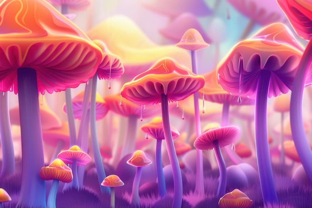 Enchanted Mushroom Forest Trippy psychedelic nature concept