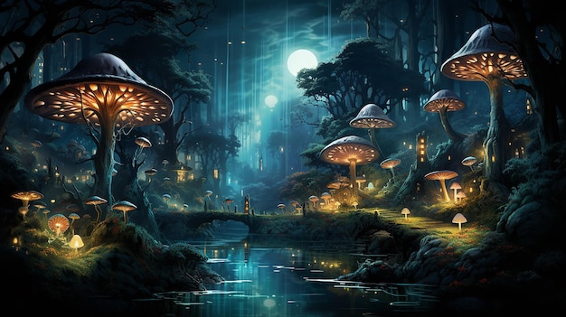 Enchanted_Nighttime_Painting_Magical_Forest_Fairy_Tale