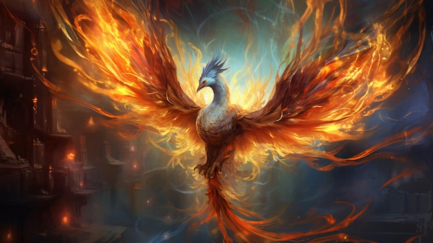 Enchanted phoenix bird fantastic magical