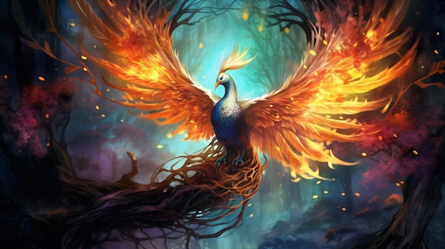 Enchanted phoenix bird fantastic magical