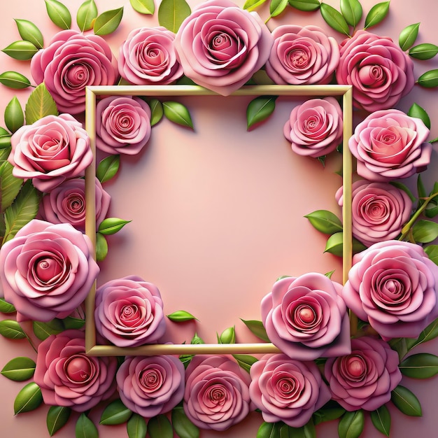 Enchanted Rose Frame A Delicate Floral Masterpiece Generative AI