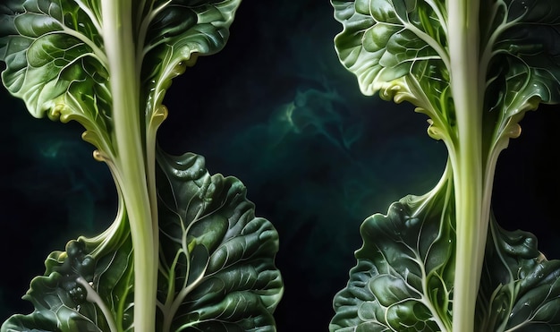 Photo enchanted turnip greens ultra detailed hyperrealism epic baroque opulent majestic