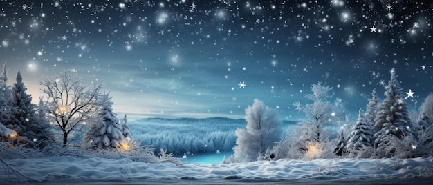 Enchanted Winter Night Landscape