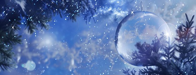 Photo enchanted winter night with glowing crystal ball