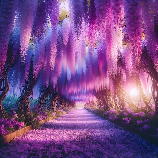 Photo enchanted wisteria tunnel background