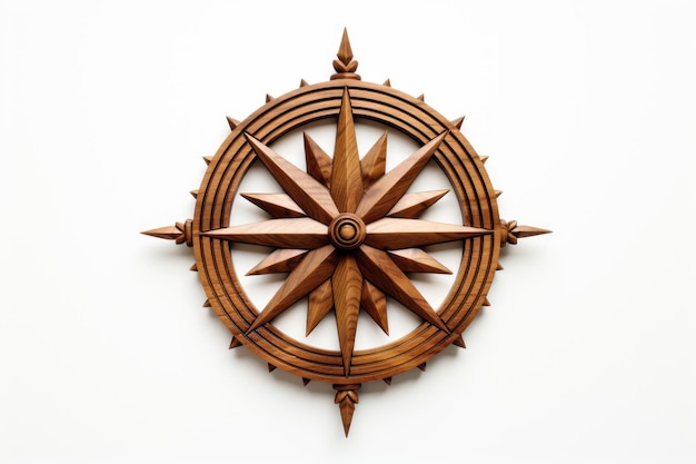 Enchanted Wooden Compass Leading the Way White or PNG Transparent Background