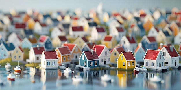 Enchanting 4K animation of a charming coastal village with colorful houses Concept Animation Creation Coastal Village Colorful Houses Enchanting Atmosphere 4K Resolution