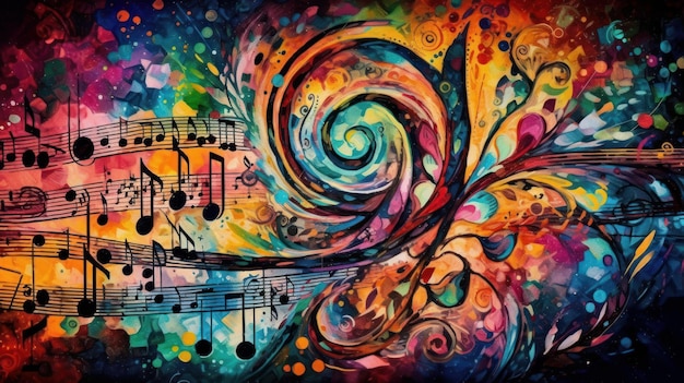 Enchanting Abstract Musical Notes in Colorful Harmony Generative AI