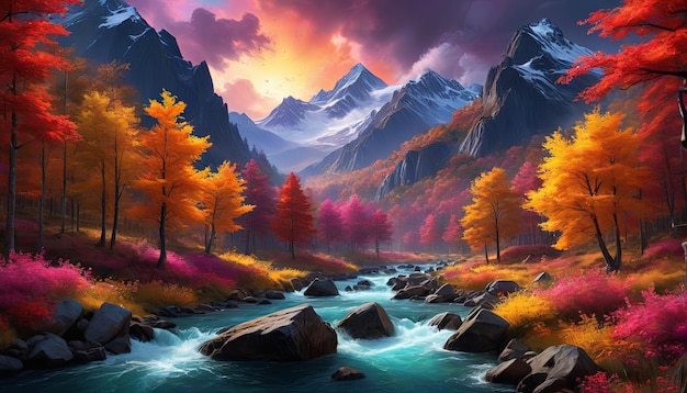 Enchanting Autumn Mountain Valley