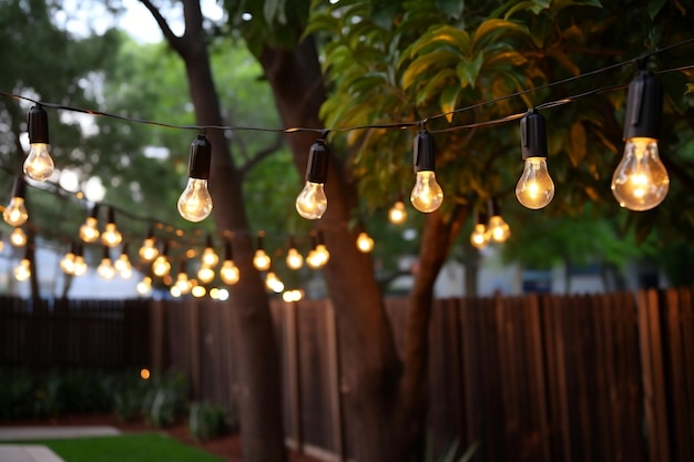 Enchanting Backyard Ambiance with Outdoor String Lights Generative AI