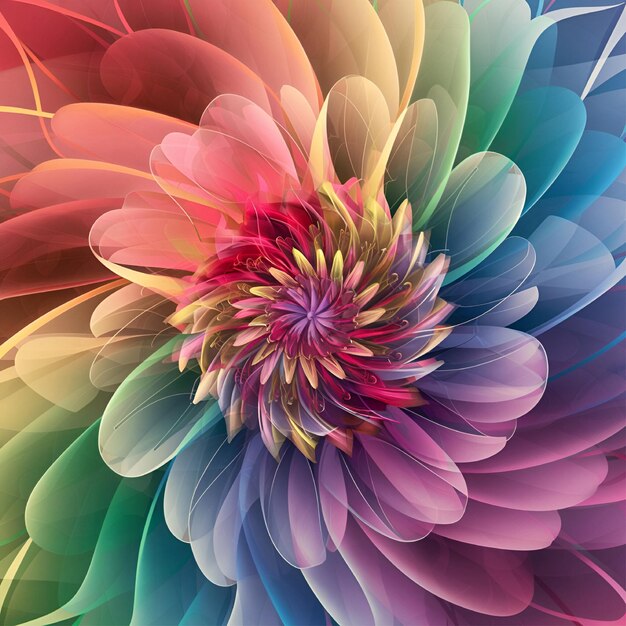 Enchanting Blossom A mesmerizing blend of vibrant colors swirling petals against a soft gradient