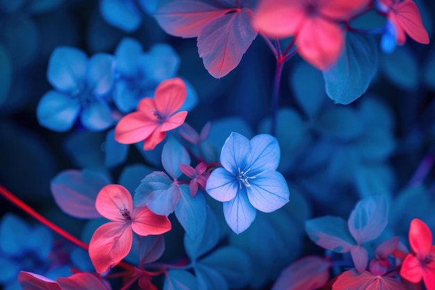 Enchanting blue and red floral pattern