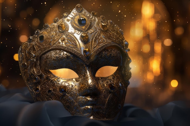 Enchanting Carnival Mask Illuminated with Lights Generative AI