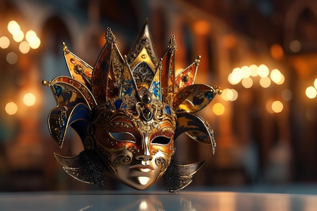 Enchanting Carnival Mask Illuminated with Lights Generative AI