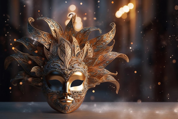 Enchanting Carnival Mask Illuminated with Lights Generative AI