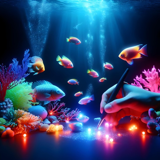 Enchanting Depths A Spectacular Underwater Symphony of Illumination with Dazzling Fish Light Shows